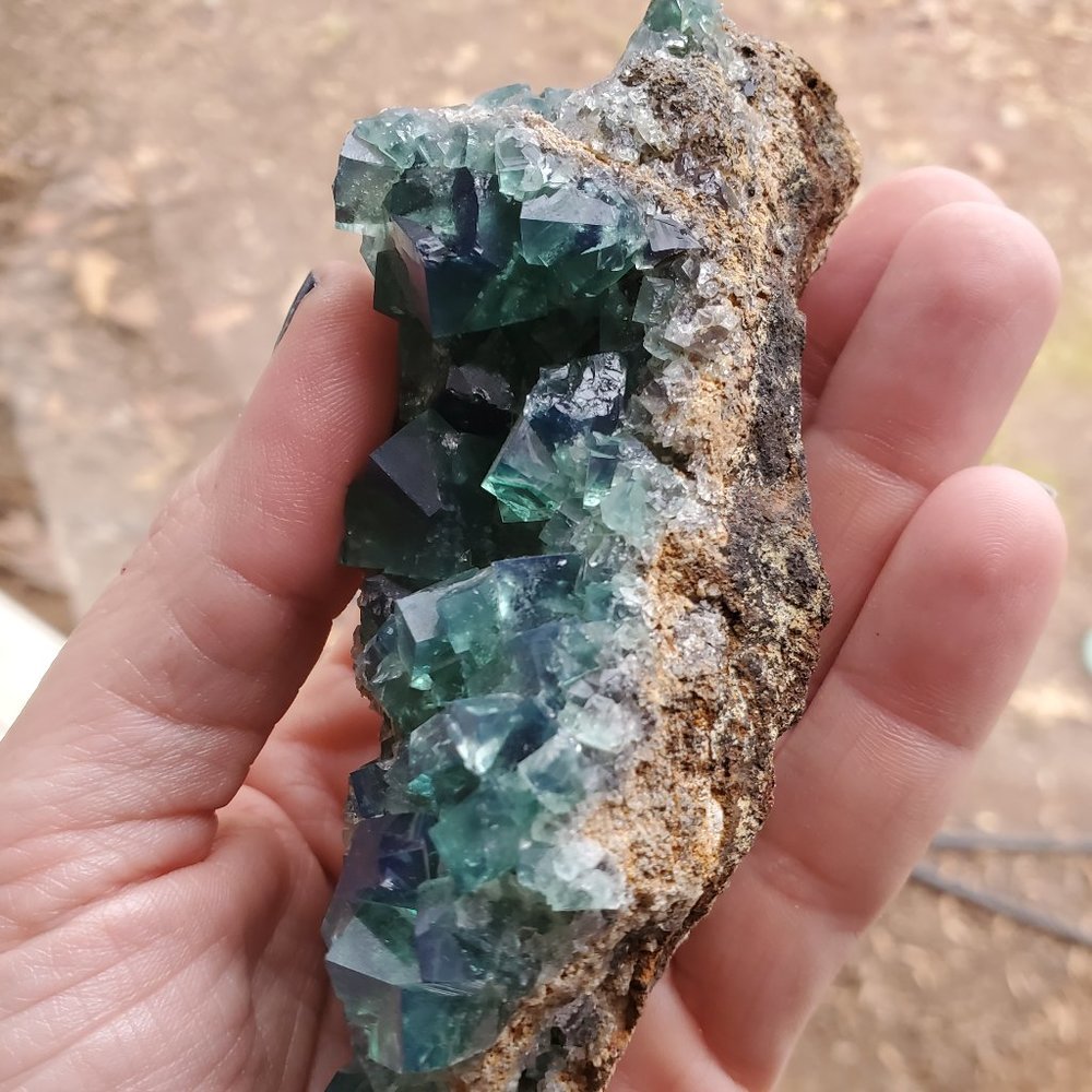 Green Flourite Crystal Cluster
